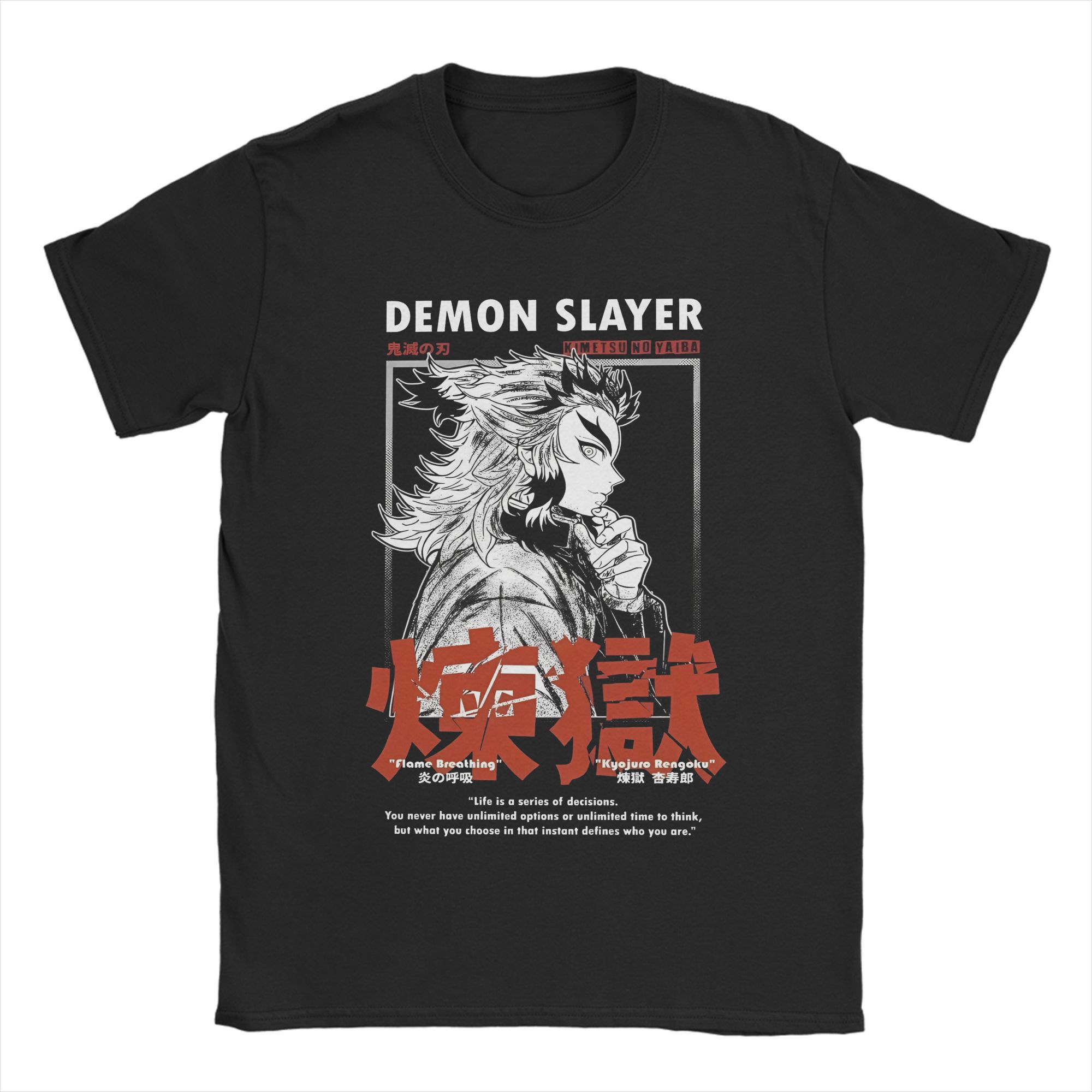 Demon Slayer Anime Rengoku Kyojuro Printed T-shirt Men s and Women s T-shirt Men s Top Sports T-shirt Men s T-shirt Summer Te... S