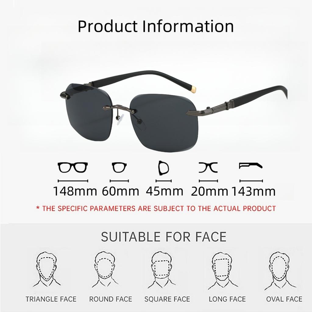New Stylish Frameless Sunglasses For Men Outdoor Driving Fishing Shades Fashionable Casual Travel Accessories