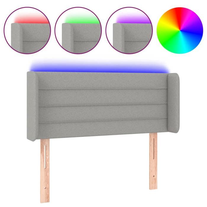 VidaXL Tête de Lit à LED Meuble de Chambre à Coucher Accessoire de Lit Simple Tête de Cadre de Lit Intérieur Gris Clair 3123350