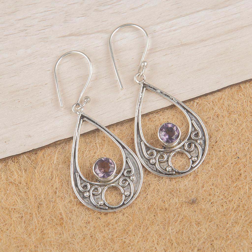 Amethyst Earrings Gemstone Jewelry, 925 Solid Sterling Silver Earrings, Gift For Women Handmade Earrings