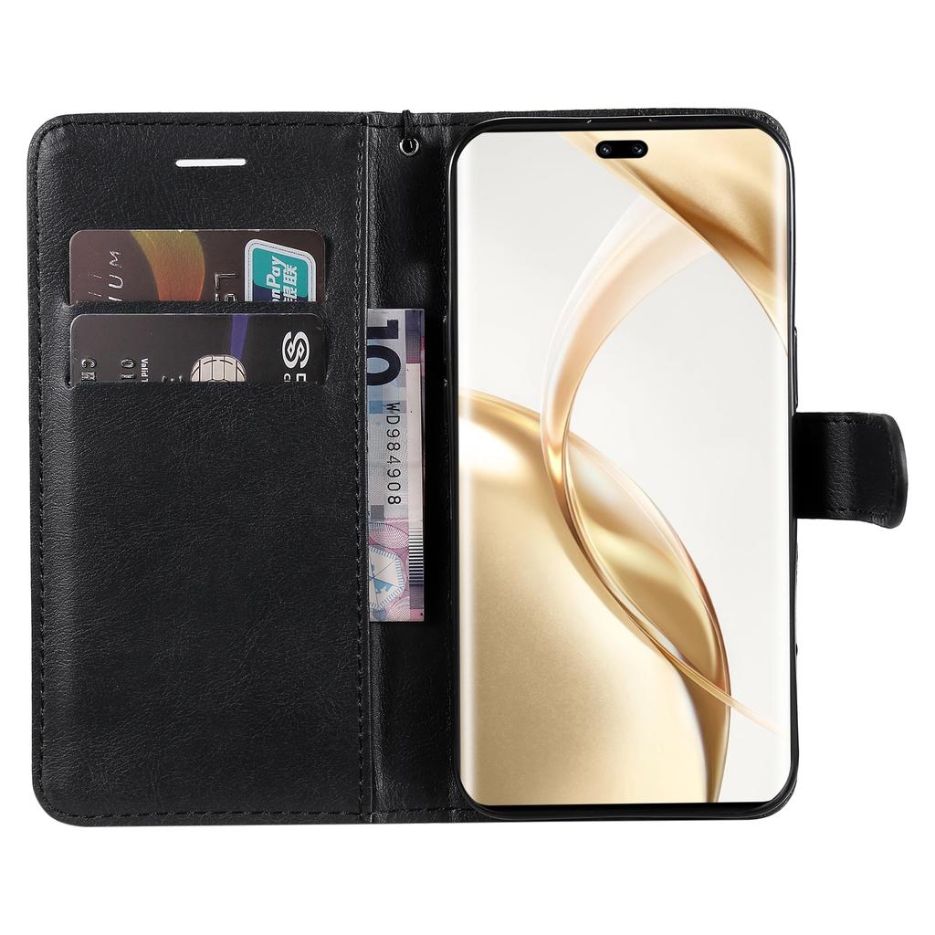 For Honor 200 Pro 5G Case Solid Color Leather Mobile Cover Wallet Stand with Strap