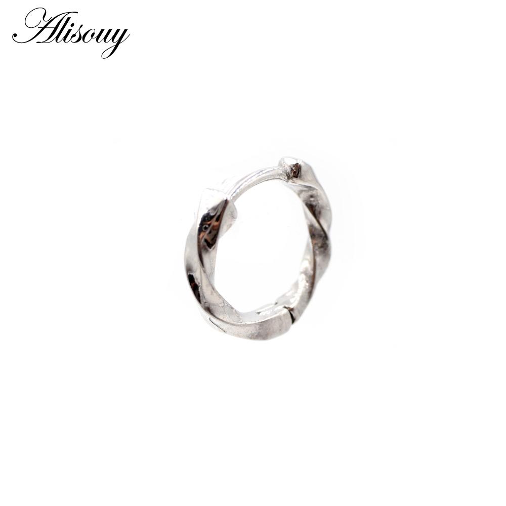 Alisouy 1 Stück Punk Gothic Twist Blatt Knochen Edelstahl Einfache Runde Kreis Creolen Rock Roll Herren Frauen Hip Hop Schmuck