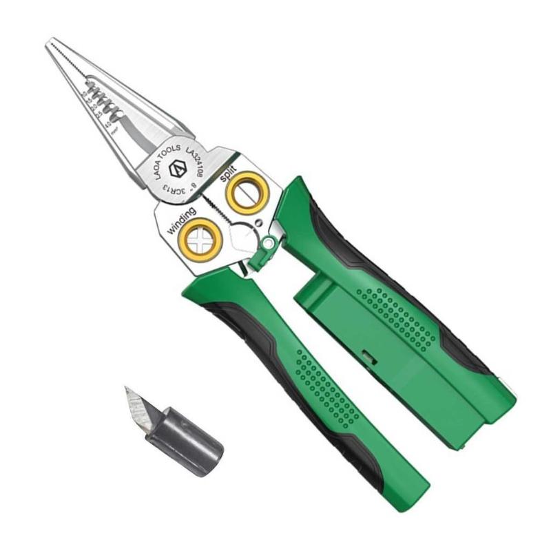 8-in-1 Hand Tools Stainless Steel Wire Stripping Needle Nose Pliers Multi-function Electrician Pliers with Electrical Measurement