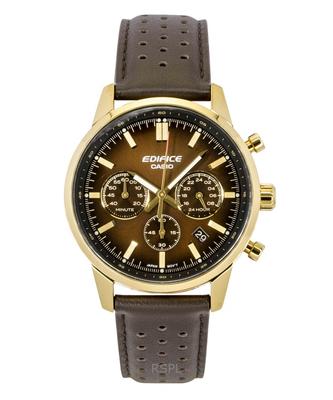 Edifice Chronographe Analogique Bracelet Cuir Cadran Marron Quartz EFR-575CL-5A Montre Homme 100M