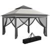3x3(m) Tenda Pop-Up, Abrigo Instantâneo para Eventos com Altura Ajustável, Redes e Saco de Transporte, Cinza