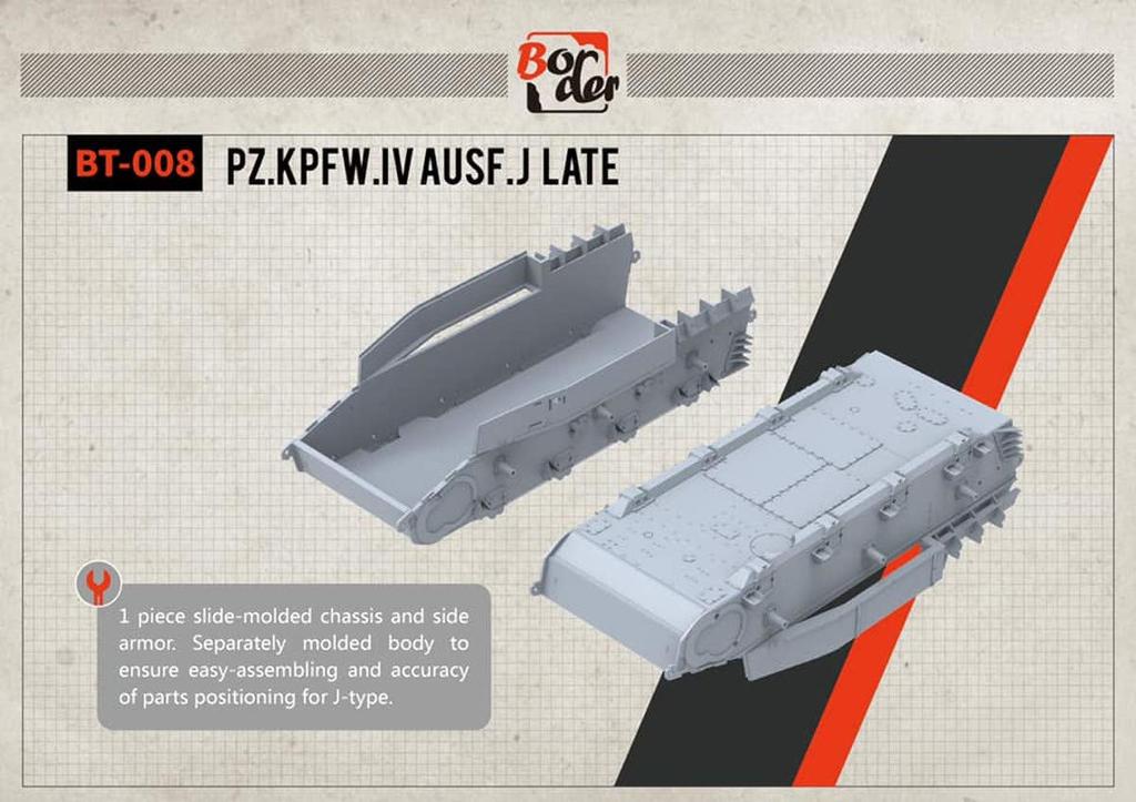 Border Model 1/35 Maßstab Deutsche Armee Panzer IV Ausf. J Spätes Modell mit verbindbaren Montagebändern, Plastikmodellbausatz BT008