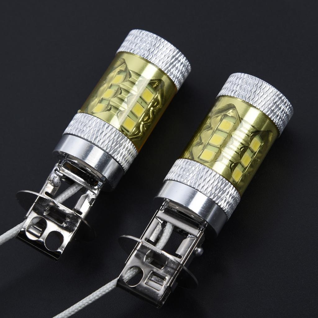 Reliable 2pcs H3 80W 16 LED Car Fog Light Bulb Yellow Color for Trucks