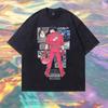 TKPA Unisex Trendy Akira Print Washed Retro Short Sleeve Hip Hop Tee