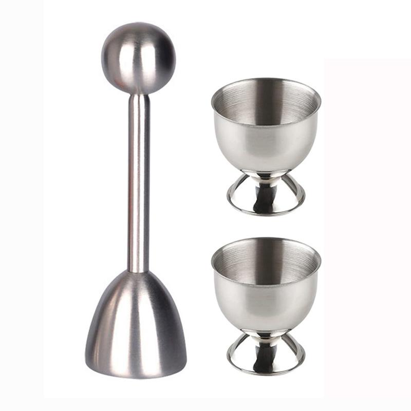 Ouvre-coquille d'œuf Tasses à œufs durs et mollets Séparateur de blanc et de jaune d'œuf en acier inoxydable Coupeur et removeur de coquille d'œuf Outils de cuisine Gadget 2