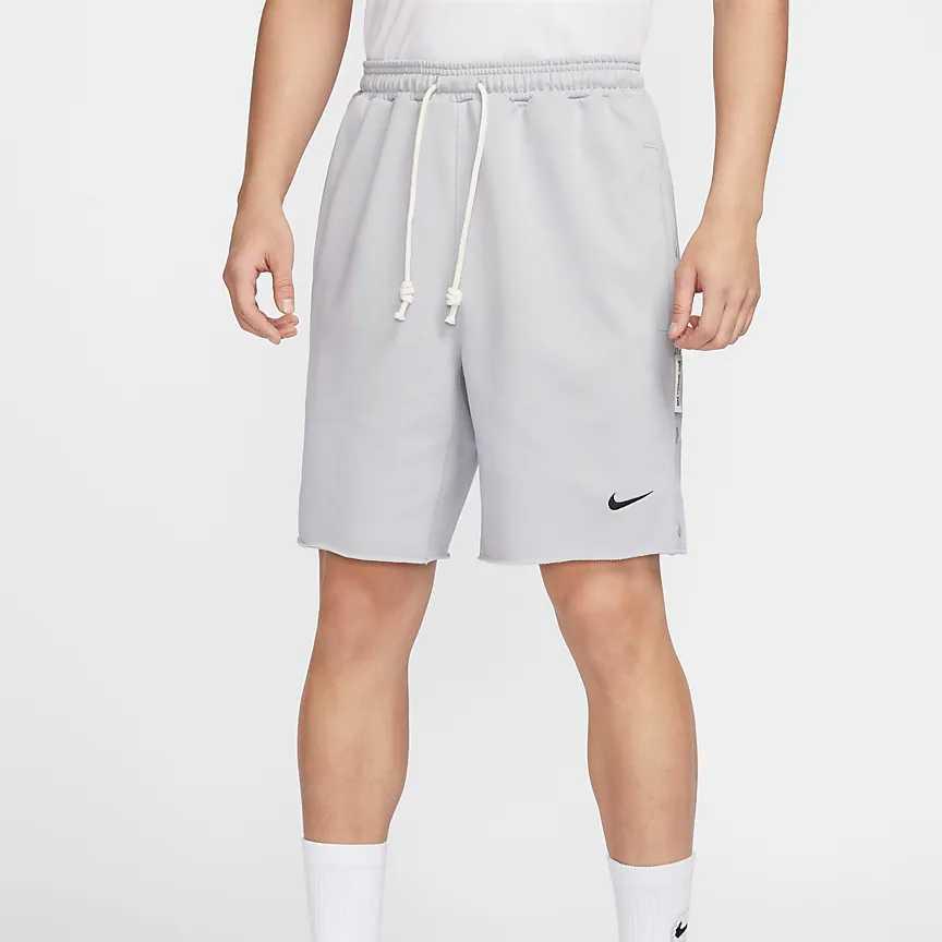 Nike Dri-FIT Sport Standard Issue Solid Color Lace-Up Mid-Rise Basketball Shorts Men Shorts Wolf-Grey Black FN2891-012