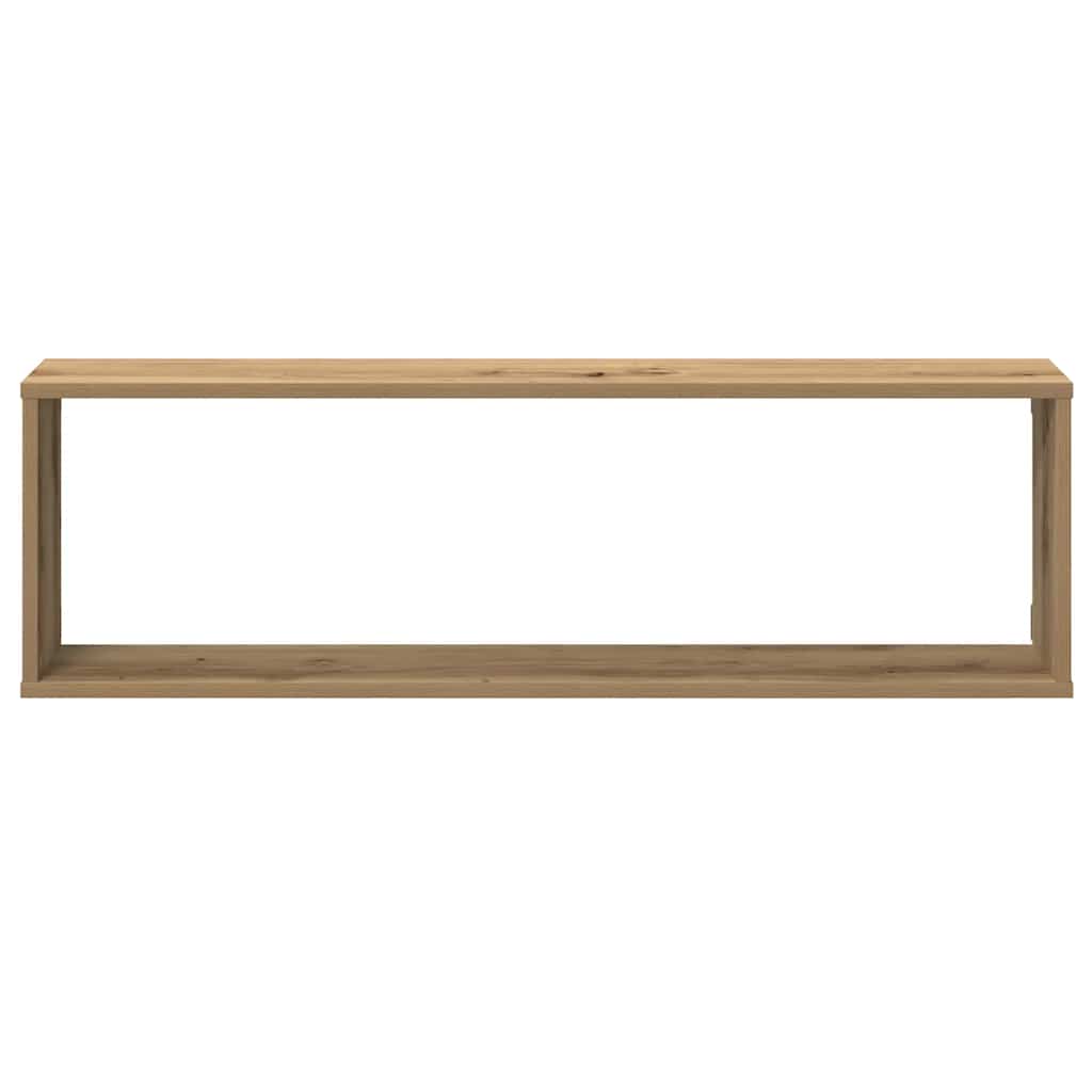 Cube Wall Shelves 2 pcs Artisan Oak Finish 100 x 15 x 30 cm Engineered Wood