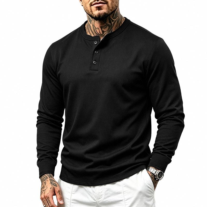 Herren S EU Größe Langarm T-Shirt Slim Fit Lässig Basisschicht