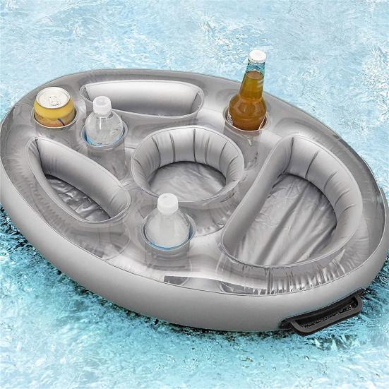 Plovoucí podnos s 8 otvory Velkokapacitní nafukovací jednobarevný design ventilu Nafukovací držáky nápojů pro bazén