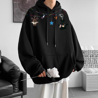 Autumn Winter Vintage Loose Hooded Sweatshirt Men Fashion Print Casual Hoodie Y2K Streetwear Sweatshirts