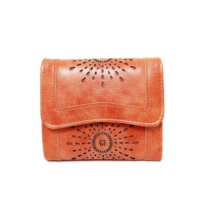 

Новый женский ретро кошелек с полым держателем для карт, модный трехскладной кошелек, короткий