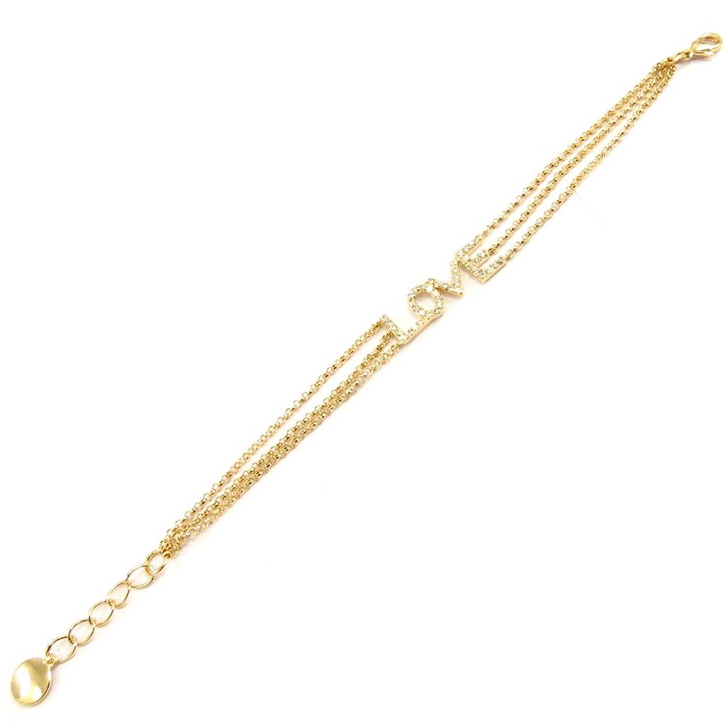 Les Trésors De Lily [K7351] - Gold Plated Bracelet 'Love' White