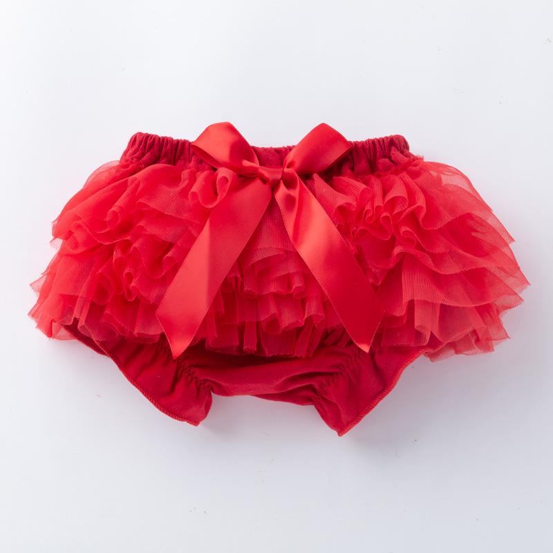

Новые двухсторонние шорты для девочек с вуалью и бантом - стильная однотонная сетчатая юбка L (6-12 months) красный