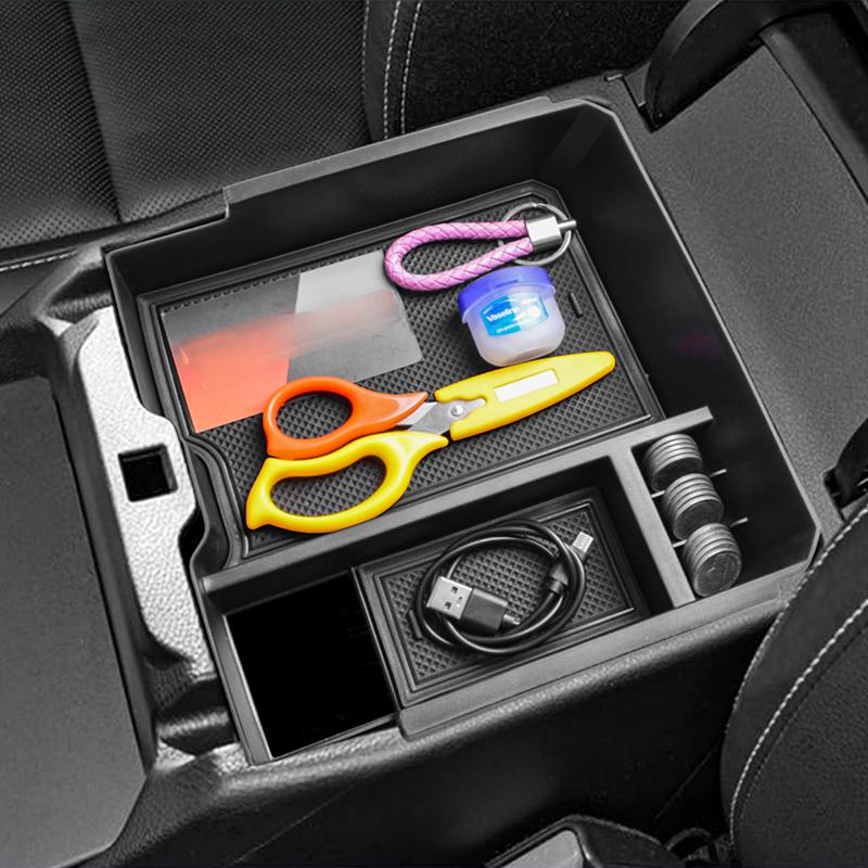 Car Armrest Storage Box Tray Console Organizer Holder for Ford Ranger&Ranger Raptor 2025 Electric Handbrake Interior Accessories
