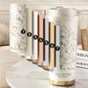Linglan Flower Insulated Cup, High Aesthetic Water Cup, Straw Cup, Large Capacity with Tea Strainer, Double Drinking Coffee Cup