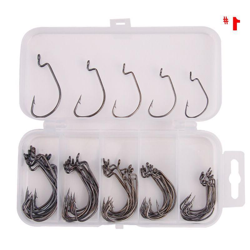 51Lure Bait Set Soft Bait Fishing Hook Box Wide Belly Curved Hook Fishing Gear Accessories Fishing Supplies
