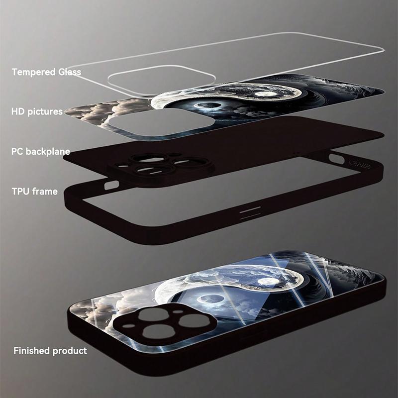 Tvrzené sklo na telefon s motivem vzoru Bagua Yin Yang Pro iPhone 17 Pro Max 16 15 14 13 12 11 17Air 16E 7 Plus XR XS Kryt