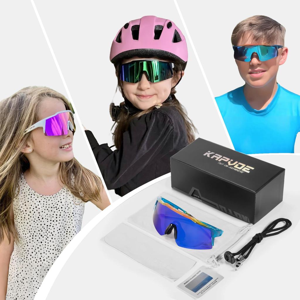 Sports Sunglasses for Juniors K9028 Polarized [KAPVOE] (Ages 8-14) (Cycling, Running, Baseball, Tennis)