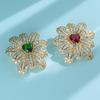 Luxurious Emerald Zircon Heart Brooch: Elegant Floral Pin Accessory Gift