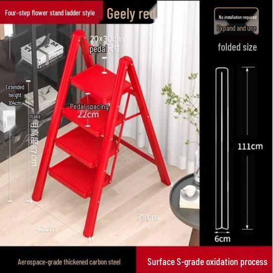 

Телескопічна складана драбина А-подібної форми - Портативна та міцна, від 3 до 5 сходинок для використання в приміщенні