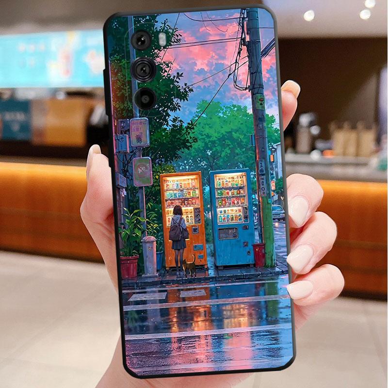 Japan Anime Street View Landscape Phone Case For Motorola Edge 60 50 40 Pro 60 50 40 30 Ultra Neo Fusion Moto G Play G Stylus G