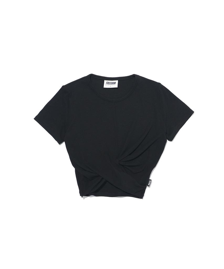 FREEDOM Ribbed Twist Crop Short Sleeve (Black)