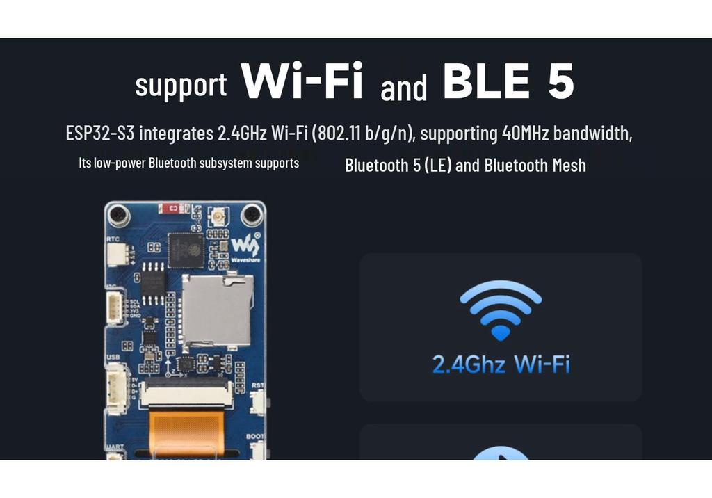 ESP32-S3 3.16" LCD Development Board, 320x820, Dual-Core 240MHz with WiFi & Bluetooth