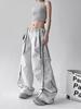 Unisex American Retro Patchwork Wide-Leg Gray and White Jeans - 2025 Summer Casual Loose Fit