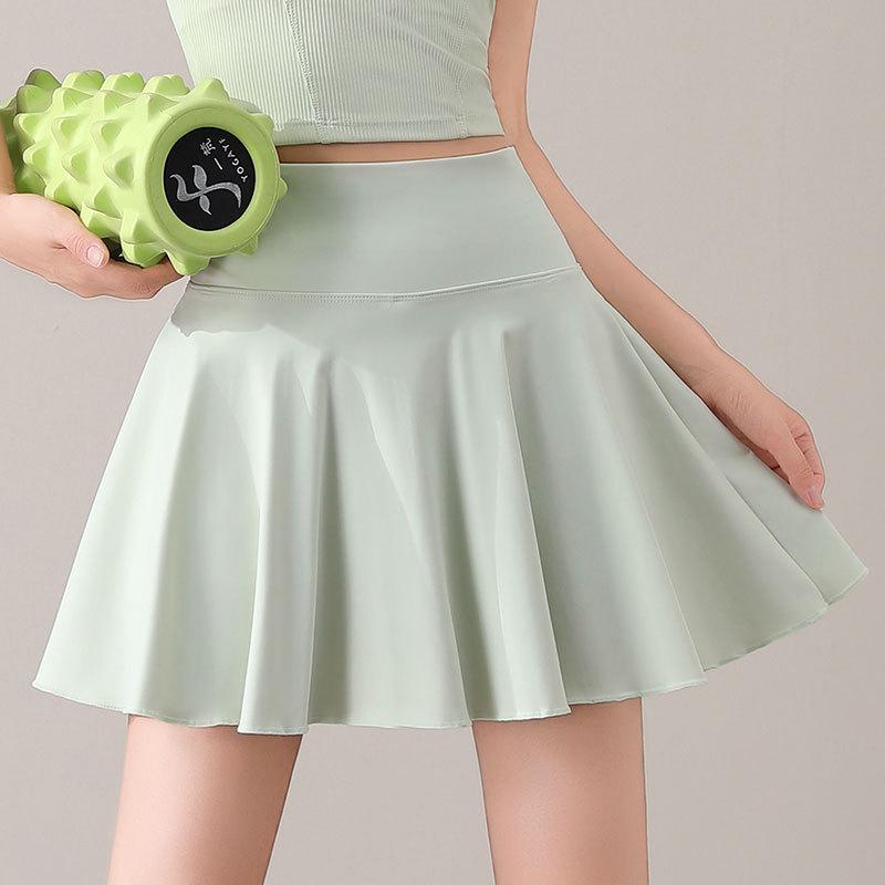 Women's Summer 2025 Tennis & Badminton Fitness Set: Yoga Short Sleeve, Running Skirt, & Chest Pad