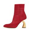 Fashion New 9cm Irregular High-heel Black Red Short Boots European American Autumn Winter Fashion High Heels Ankle Women Boots Sizes 43