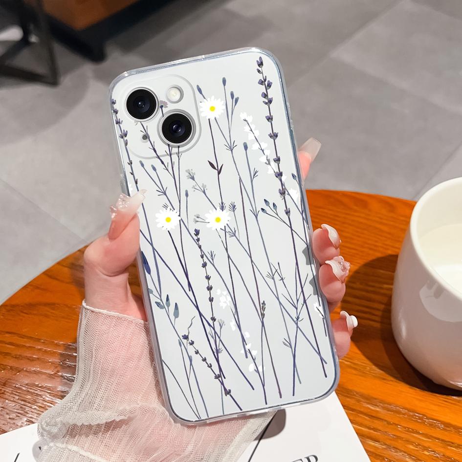 

Чехол для Apple iPhone 11 12 13 14 15 Pro Max X XS XR SE Модный цветок Прозрачный мягкий силиконовый противоударный матовый чехол с защитой от падения для iPhone Бампер iPhone 11