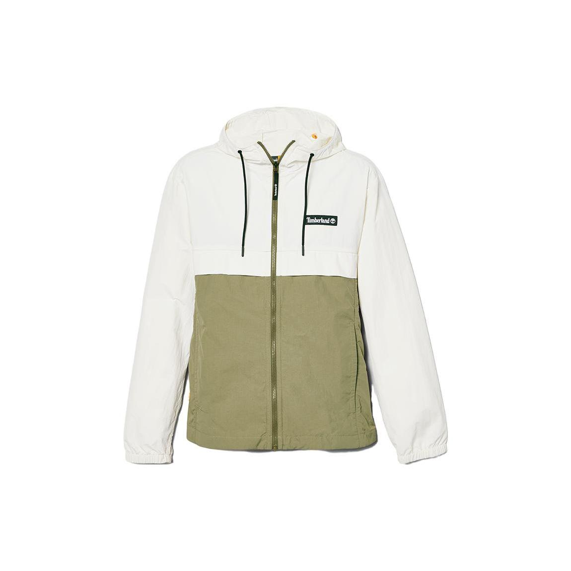 

Timberland Color Block Casual Water-Resistant Hooded Jacket Unisex jackets Vintage-White Gray-Green A6PYW-DL7 XL