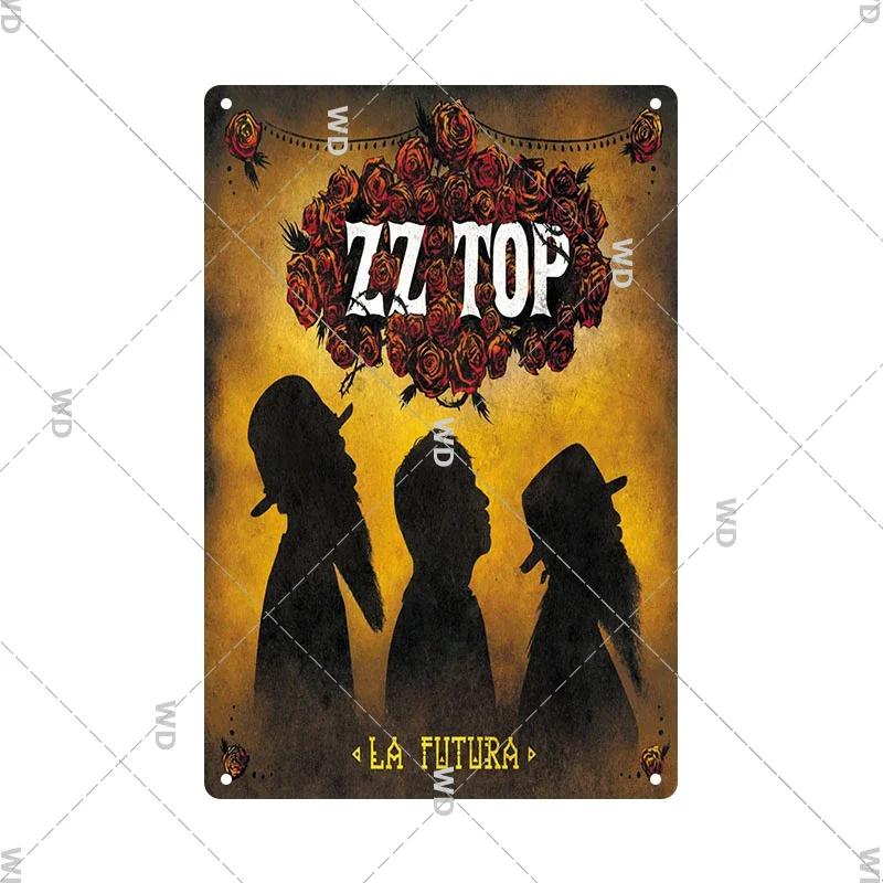 Tin Sign ZZ TOP Rock N Roll Poster Decorative Plaque Metal Signs Retro Vintagge Wall Plate For Home Club Pub Gift Wall Decor