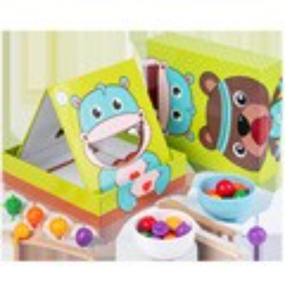 Montessori Children's Early Education Cartoon Clip Beads Feeding Game Parent-child Interaction Baby Clip Chopsticks Training Educational Toys