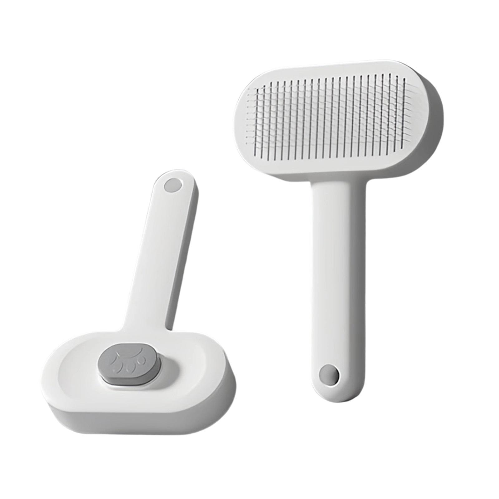 

Self-Cleaning Brush with Curved Stainless Steel Teeth – Gentle Pet Grooming Tool for Shedding, Massage & Hairball Prevention One Size серый