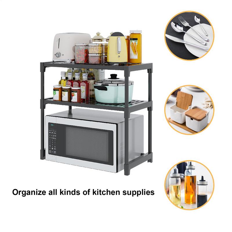 Étagère de cuisine, Support pour micro-ondes, Four, Friteuse à air, Cuiseur à riz, Machine à café, Plan de travail, Étagère de rangement à plusieurs niveaux
