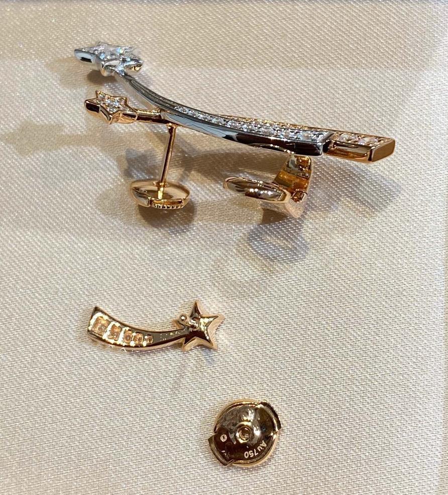 Nuovo 2023 Tendenza Calda Top Qualità Marche Famose Regali Anniversario Orecchini Per Donne Oro Rosa Zircone 2 Stelle Cometa Clip Per Orecchio