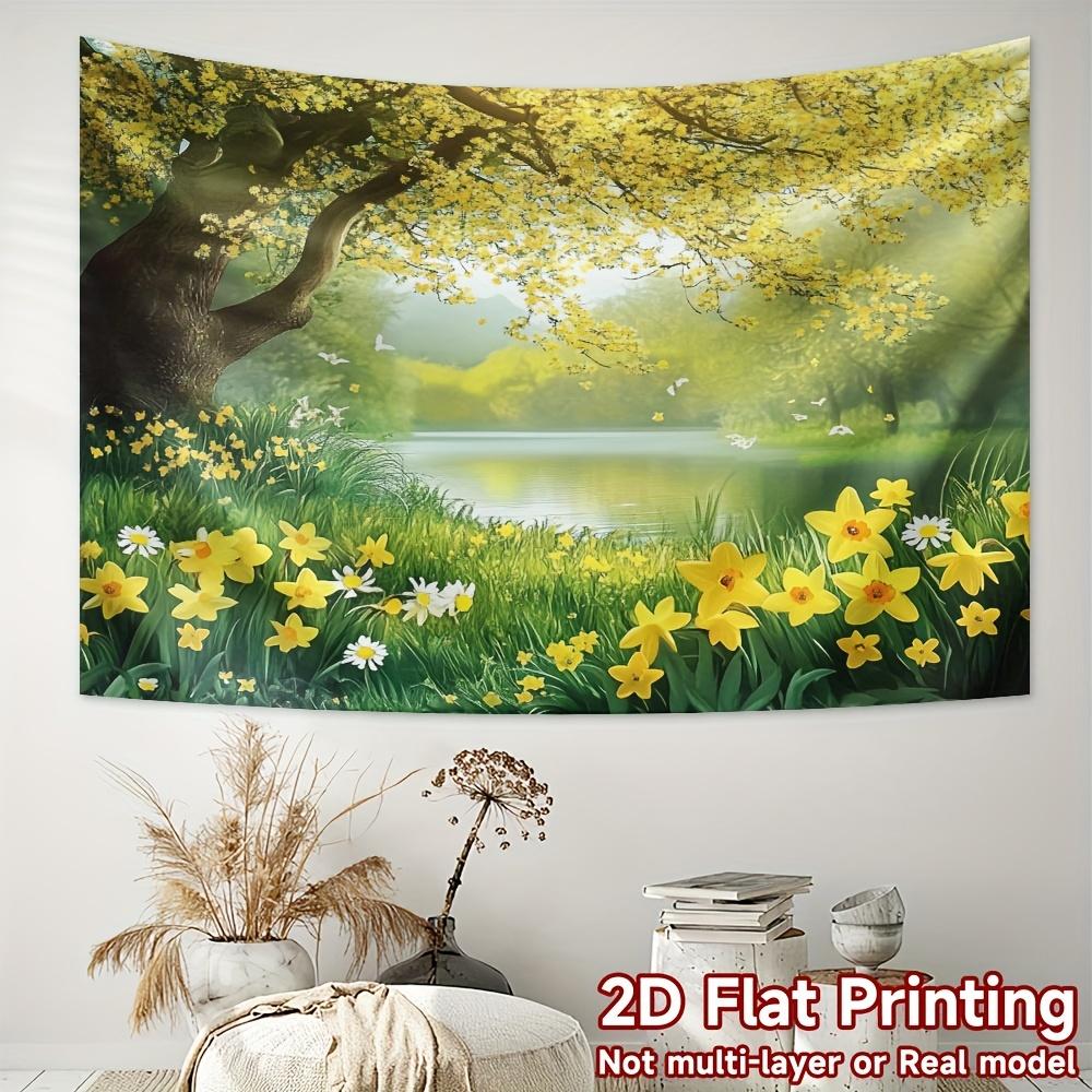 VIKAMA Spring Floral Tapestry Art Decoration for Living Room Sofa Feature Wall Room or Guesthouse Hanging Decoration