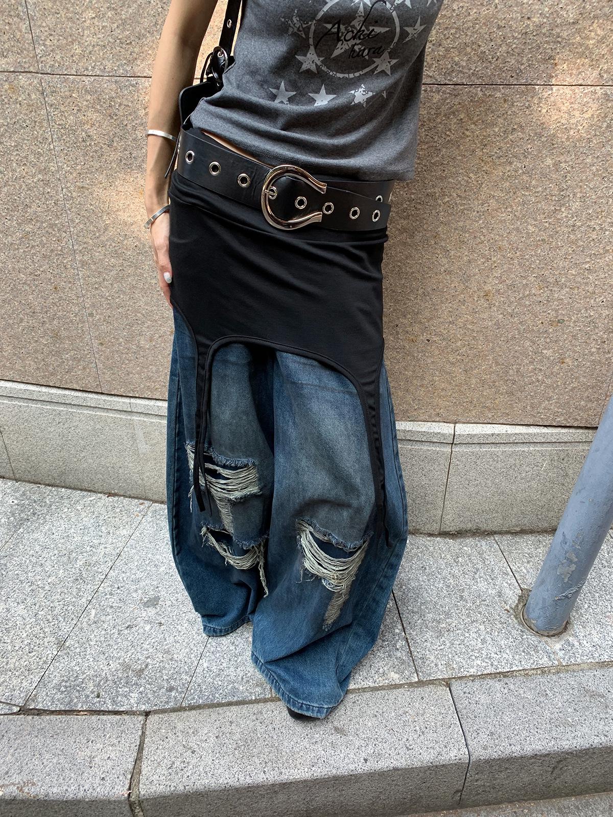 Ретро Джинсы Bootcut с Текстурой Тай-дай для Женщин - Весна 2026 Расклешенные Джинсы-бананы с Разрывами (CY1411) M синий