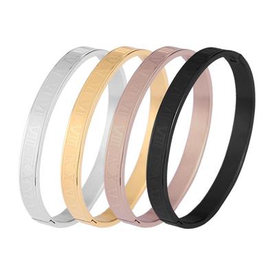 Modisches Herrenarmband aus 18K Edelstahl mit römischen Ziffern und fünf farbigen Gravuren