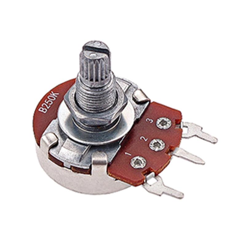 10Pcs Electric Guitar Pots B250K Linear Taper Potentiometer Mini Metric Sized Control Pots Split Knurled Long 18mm Shaft