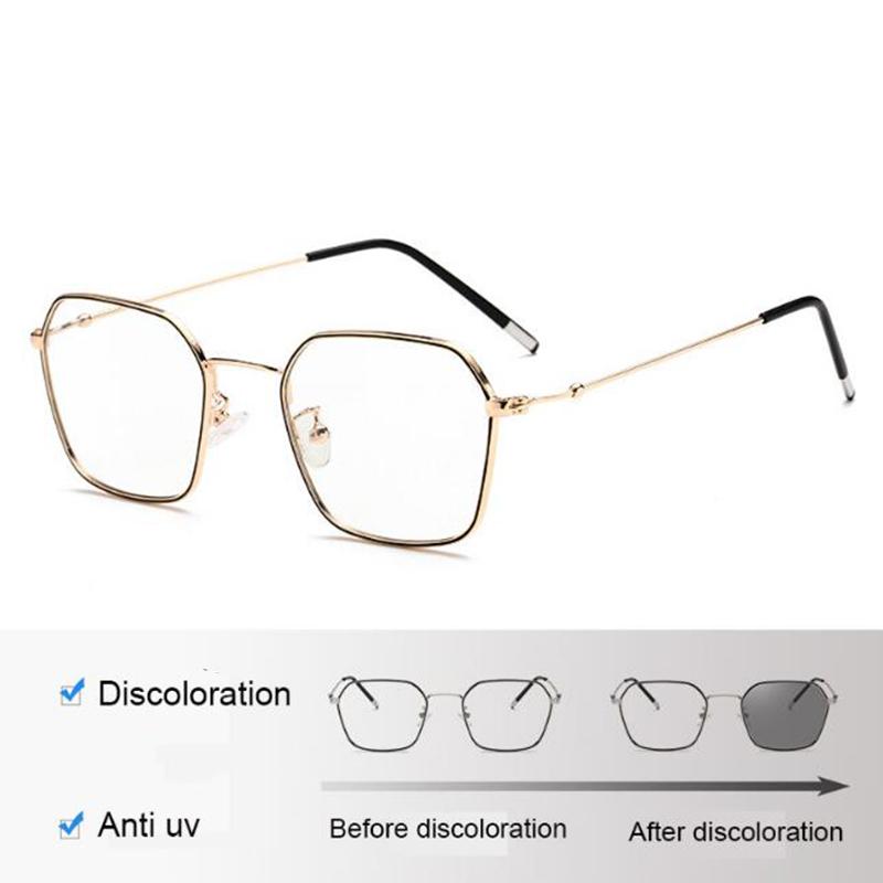 Literary Vintage Square Glasses Frame Thin Metal Glasses Men Women Myopia UV Protection Diopter -0.5 -1.0 -1.5 -2.0 To -6.0