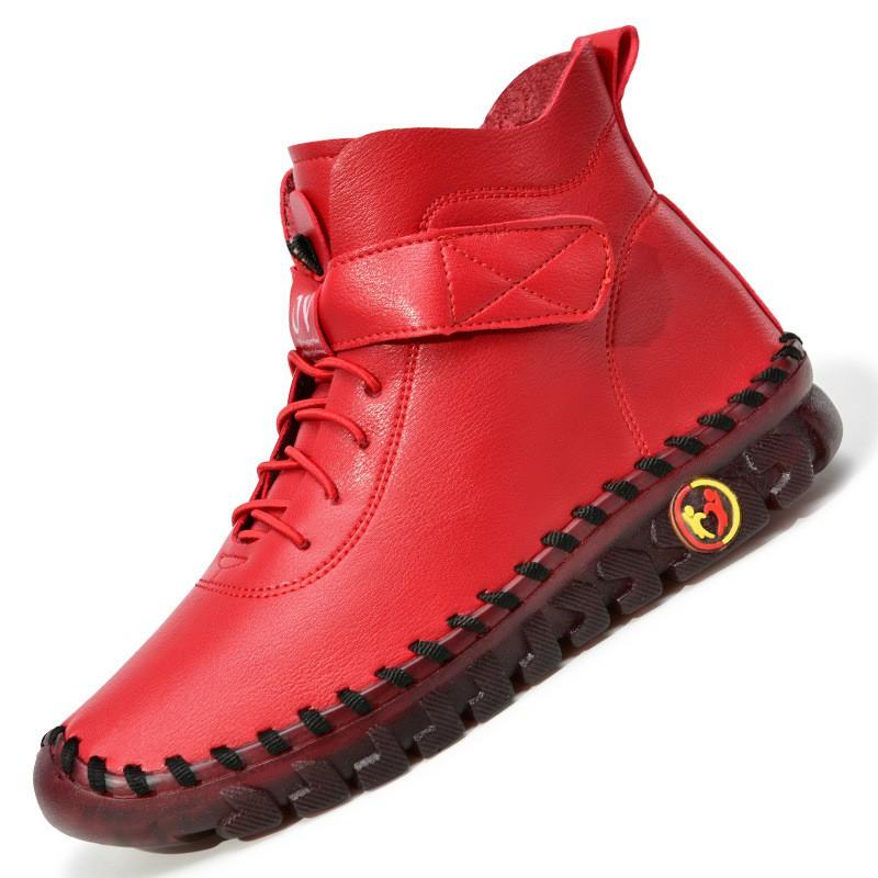 Womens Warm Lined Winter Flat Boots With Stitched Detail Soft Sole Comfort Casual Shoes