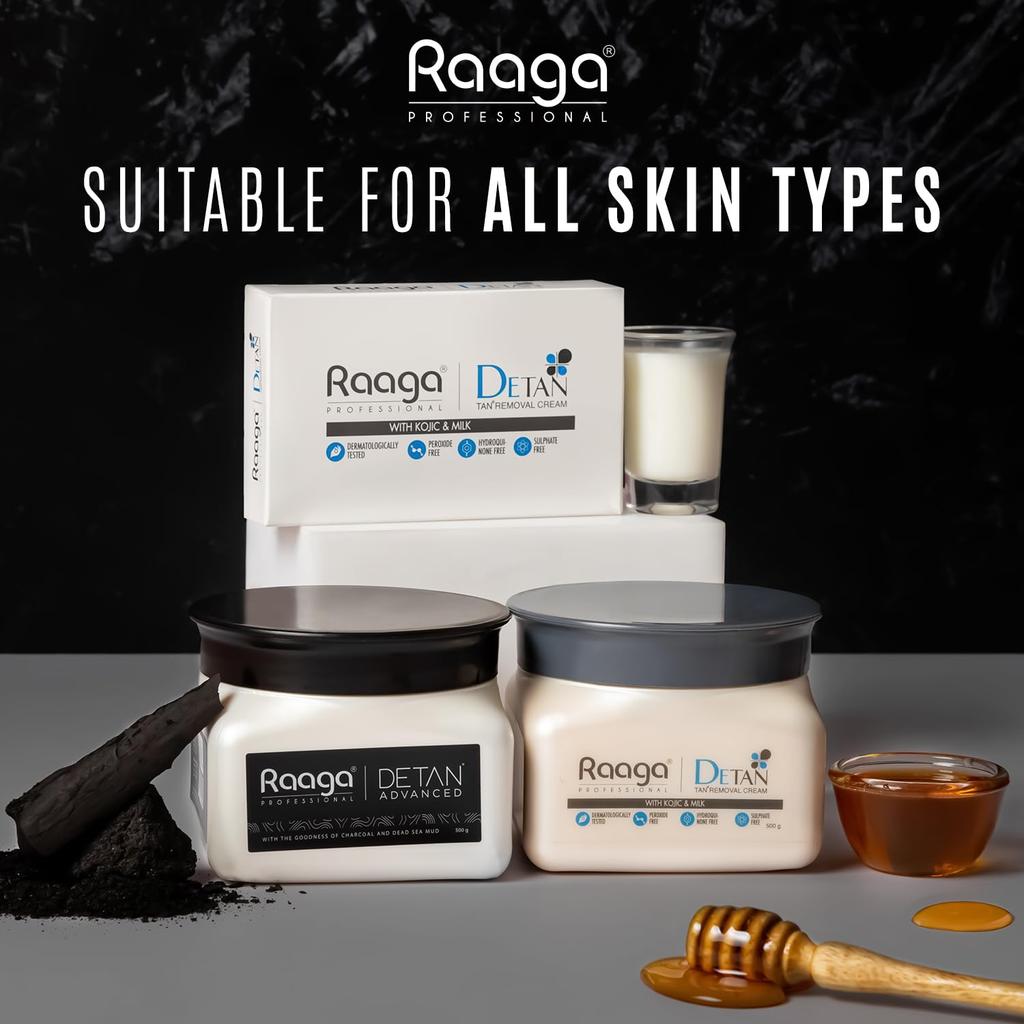 Raaga Professional Detan Advanced Cream For All Skin Types 500 g Face Pack For Tan Removal Deep Cleansing Glow Care