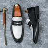 White Color Matching Leather Shoes Men's One-pedal Loafers British Business Casual Men's Shoes WBXY
