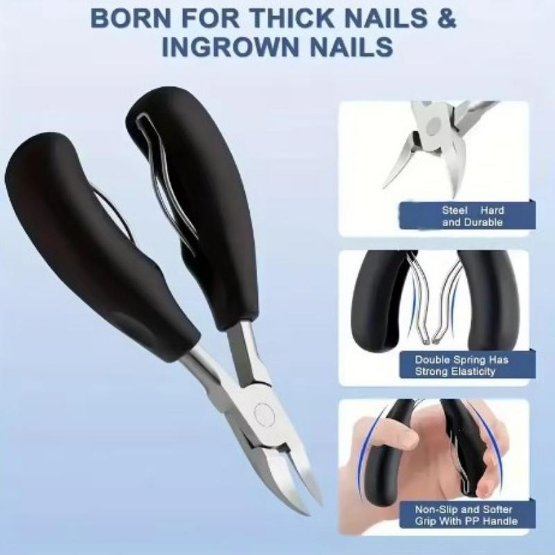 1/5PCS Stainless Steel Toenail Clippers Set with Ergonomic Handle Includes Wide Mouth Angled Scissors Nail File Cuticle Tool